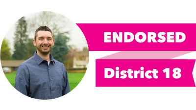 Headshot of John Zingale with pink banner reading: Endorsed, District 18